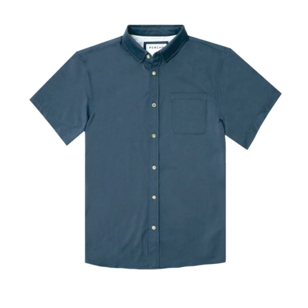 Poncho Slate Blue The Busted Prop Lightweight Short Sleeve Shirt Size L Reg